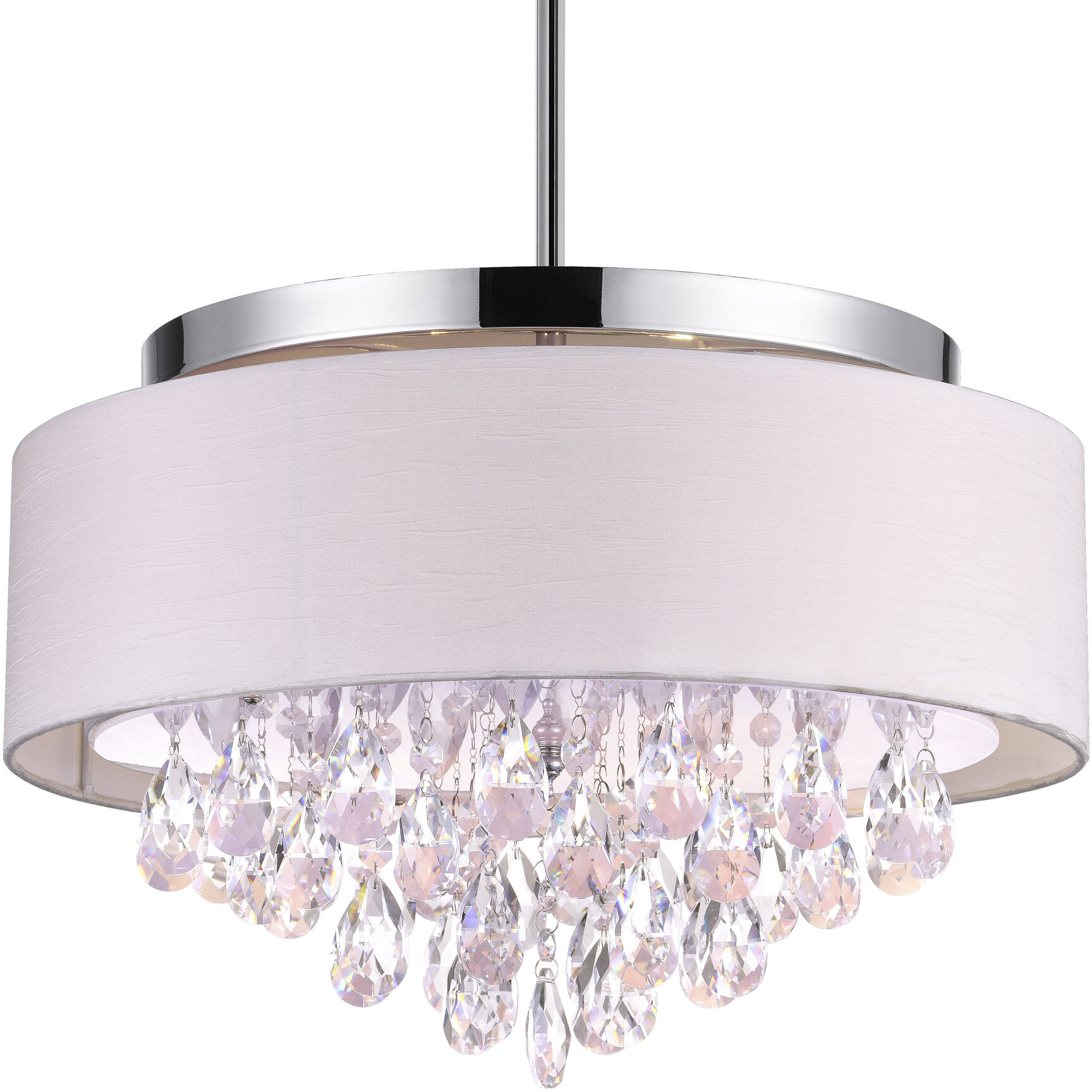 Dash 4 Light 18 inch Chrome Drum Shade Flush Mount Ceiling Light in Off White