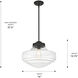 Ingalls 1 Light 16 inch Matte Black Pendant Ceiling Light in Clear Glass, Large