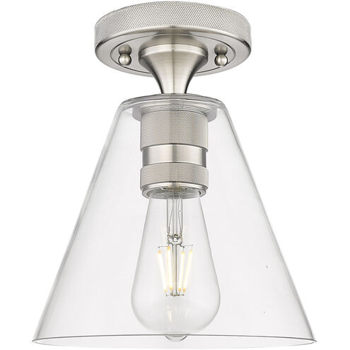 Downtown Urban Crown Point 1 Light 8 inch Satin Nickel Flush Mount Ceiling Light