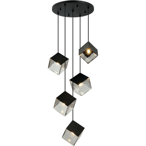Matteo Lighting Cube 5 Light 20.5 inch Matte Black Pendant Ceiling Light C30505MB - Open Box