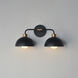Thelonious 2 Light 19.25 inch Black and Natural Aged Brass Bath Vanity Wall Light