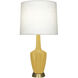 Emma 30 inch 150.00 watt Sunset Yellow Glazed Ceramic with Warm Brass Accent Lamp Portable Light