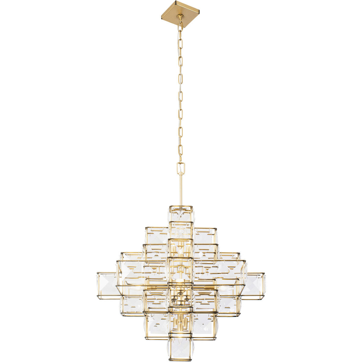 Cubic 6 Light 25.8 inch Calypso Gold Chandelier Ceiling Light