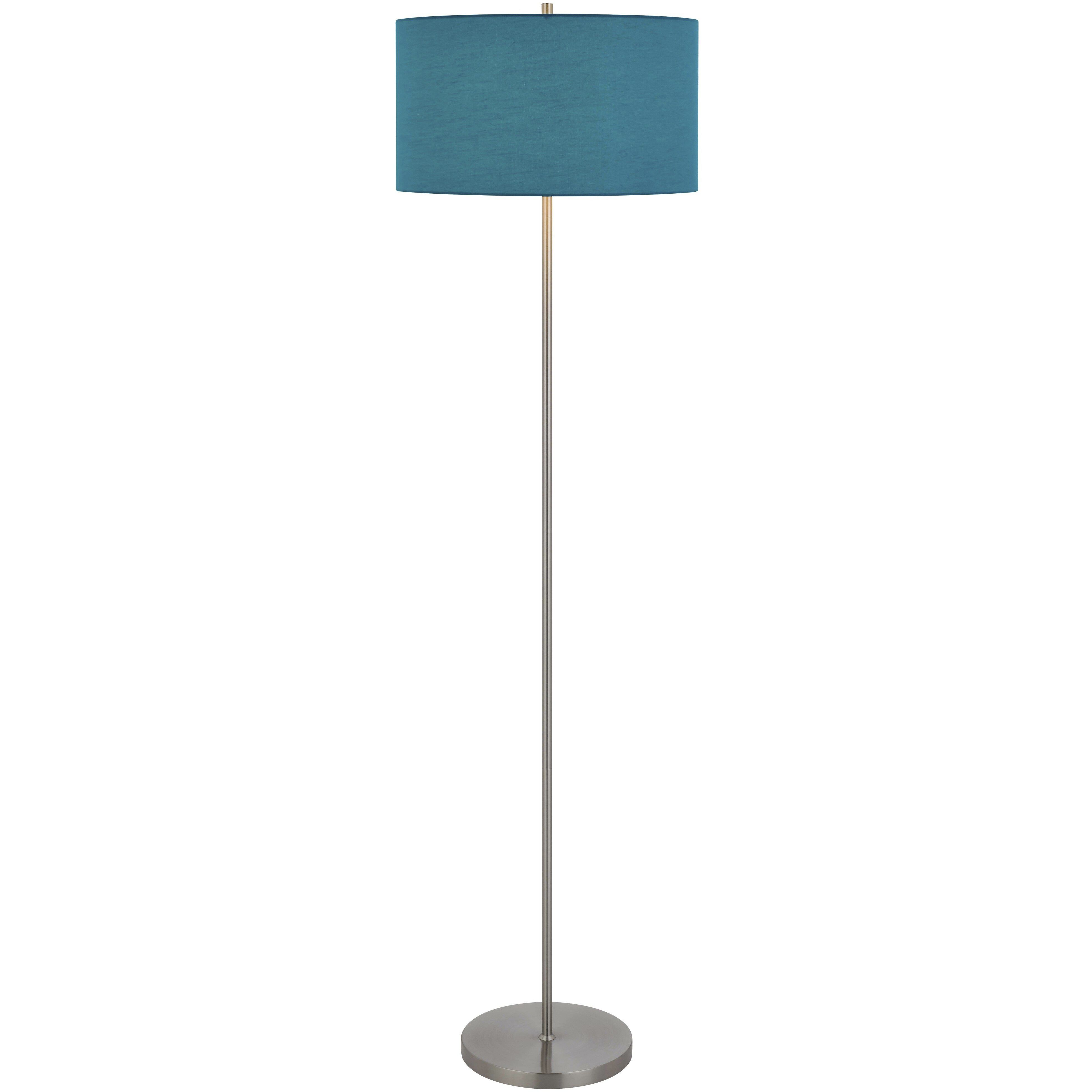 Cromwell 58.75 inch 150.00 watt Brushed Steel Floor Lamp Portable Light in Blue Linen