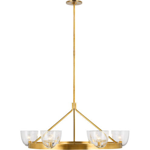 AERIN Carola LED 36 inch Hand-Rubbed Antique Brass Ring Chandelier Ceiling Light in Clear Glass, Large