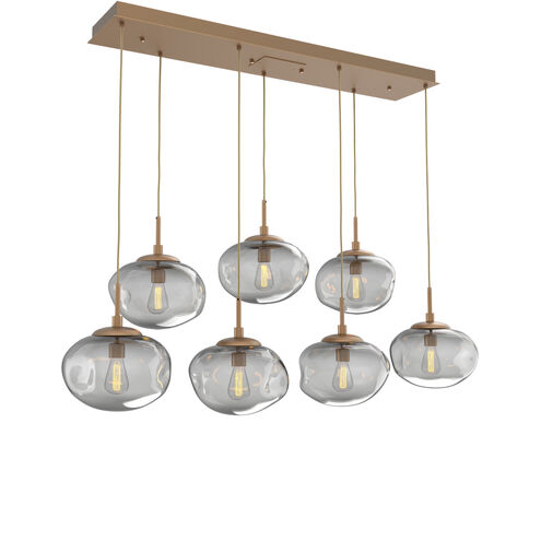 Nova Incandescent 7 Light Novel Brass Linear Pendant Ceiling Light in Smoke, Multi-Pendant