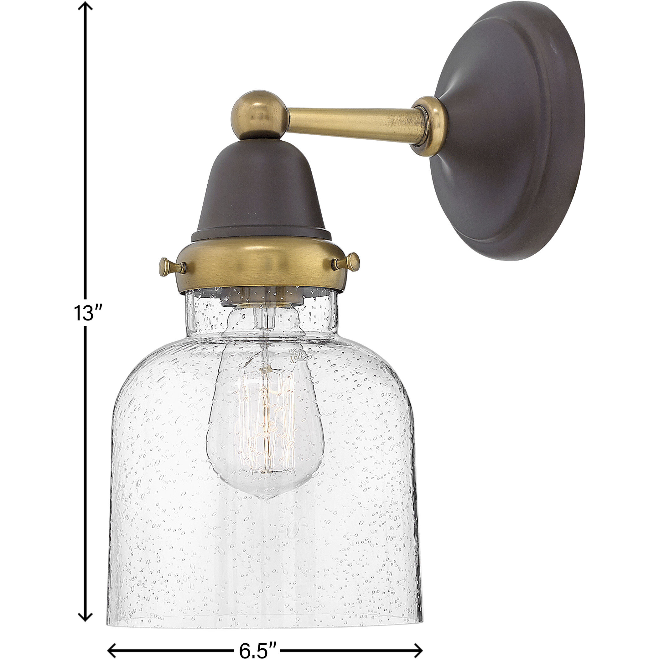 Academy 1 Light 6.5 inch Oil Rubbed Bronze with Heritage Brass Indoor Wall Sconce Wall Light