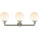 Franklin Restoration Large Beacon LED 32 inch Brushed Satin Nickel Bath Vanity Light Wall Light in Matte White Glass, Franklin Restoration