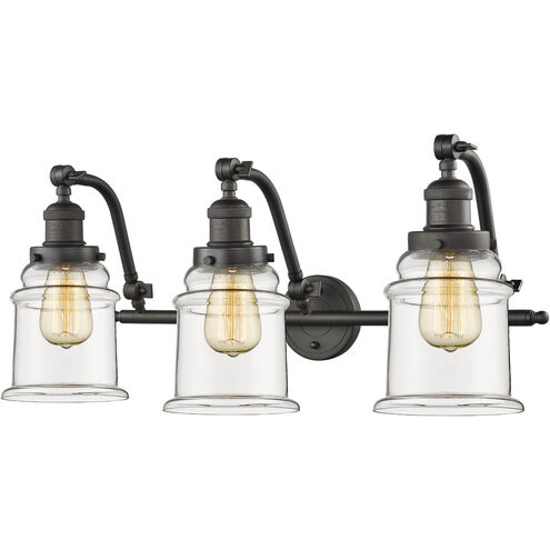 Franklin Restoration Canton 3 Light 28 inch Oil Rubbed Bronze Bath Vanity Light Wall Light in Clear Glass, Franklin Restoration