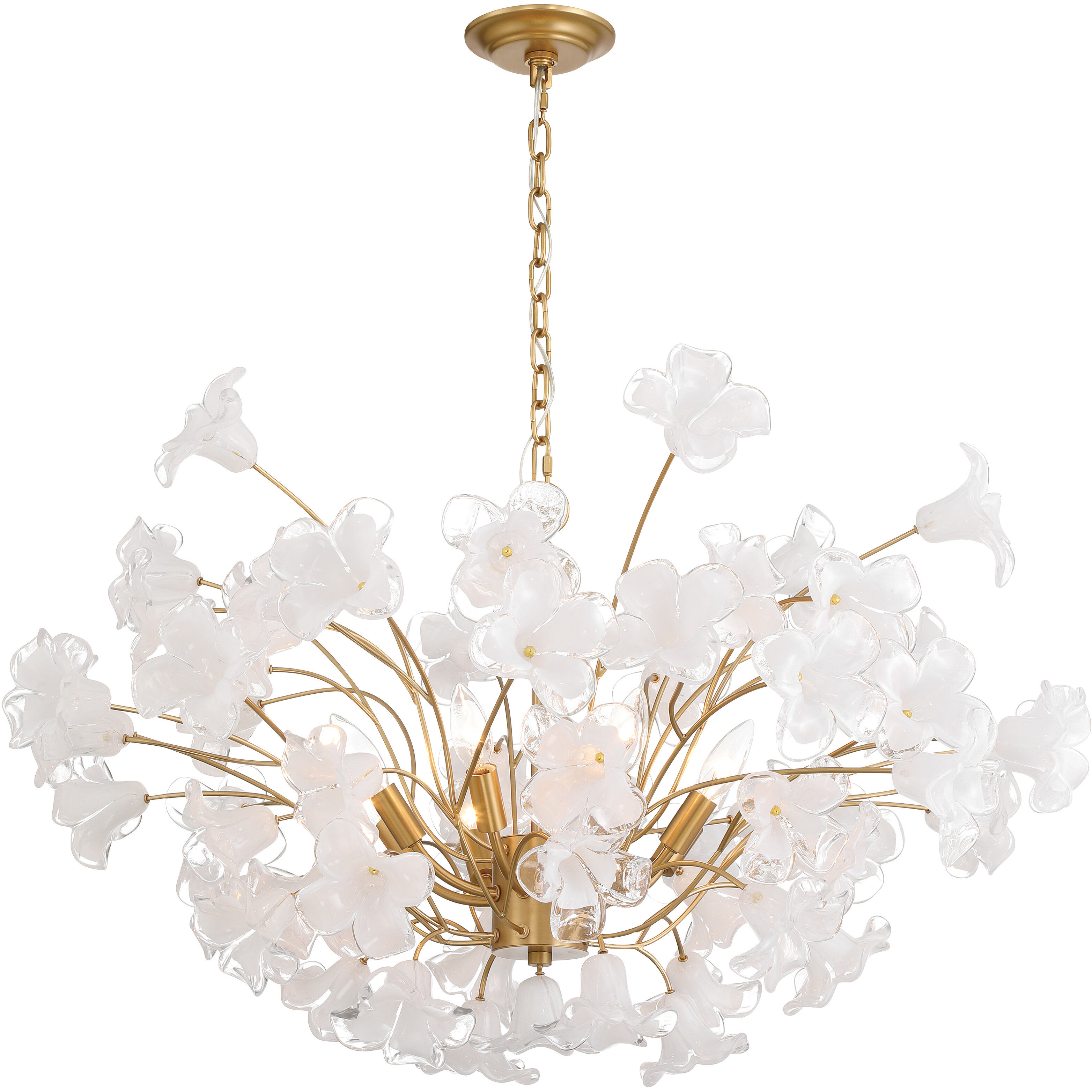 Bloome 8 Light 36.5 inch Legacy Brass Chandelier Ceiling Light in Clear Handmade Glass