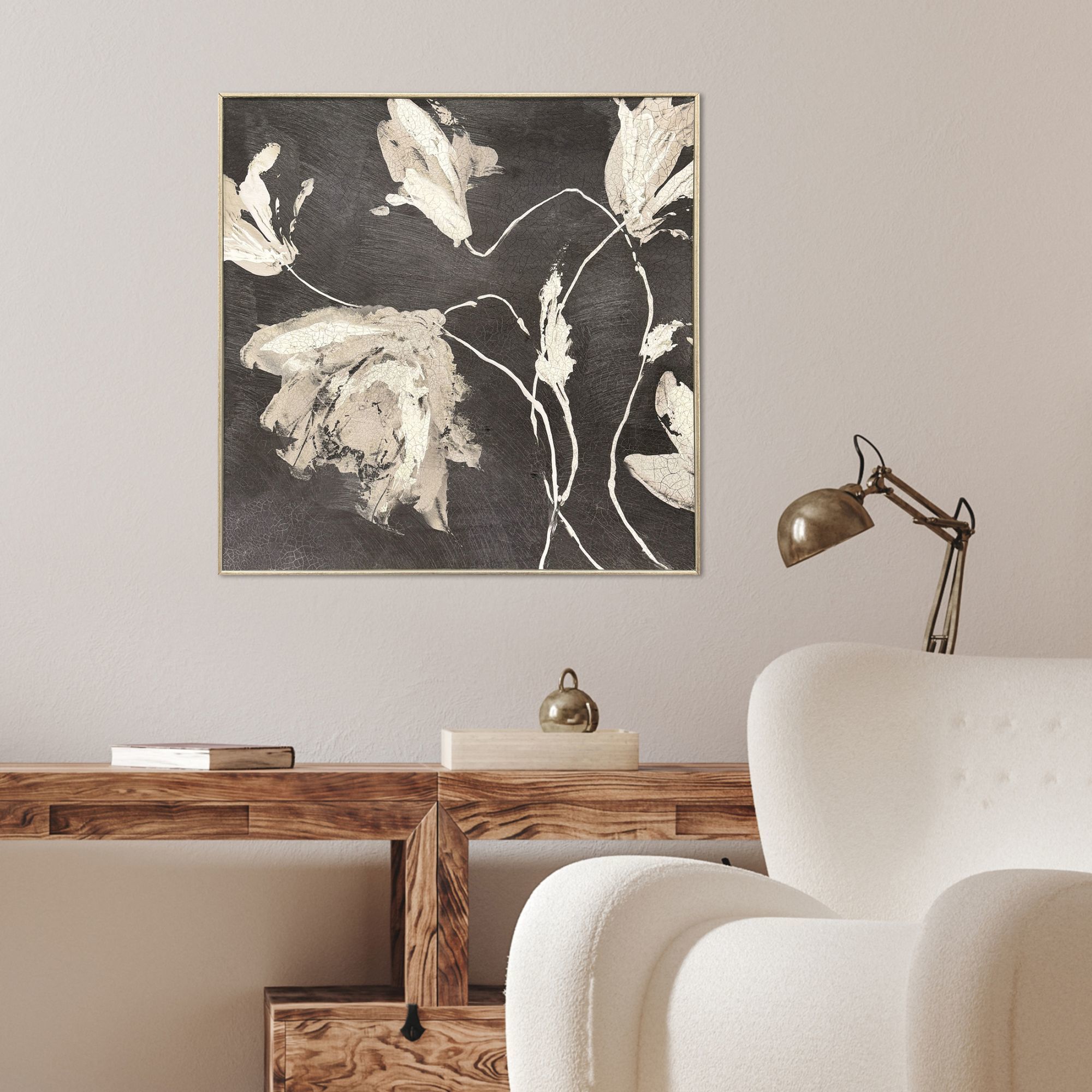 Neutral Flora 25 X 25 inch Non-Glass Framed Art, Propac