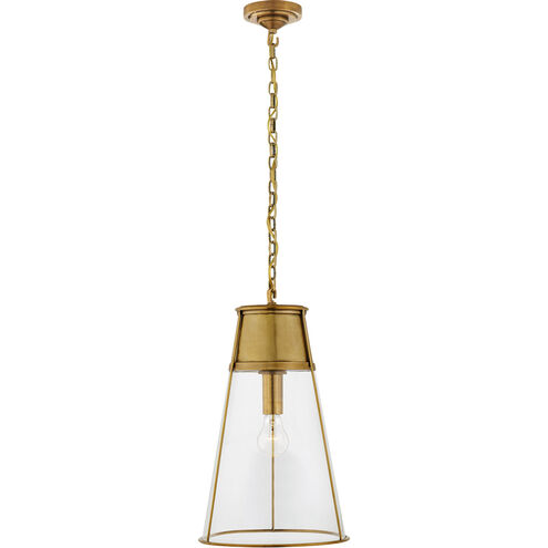 Thomas O'Brien Robinson 1 Light 11.75 inch Hand-Rubbed Antique Brass Pendant Ceiling Light in Clear Glass, Large