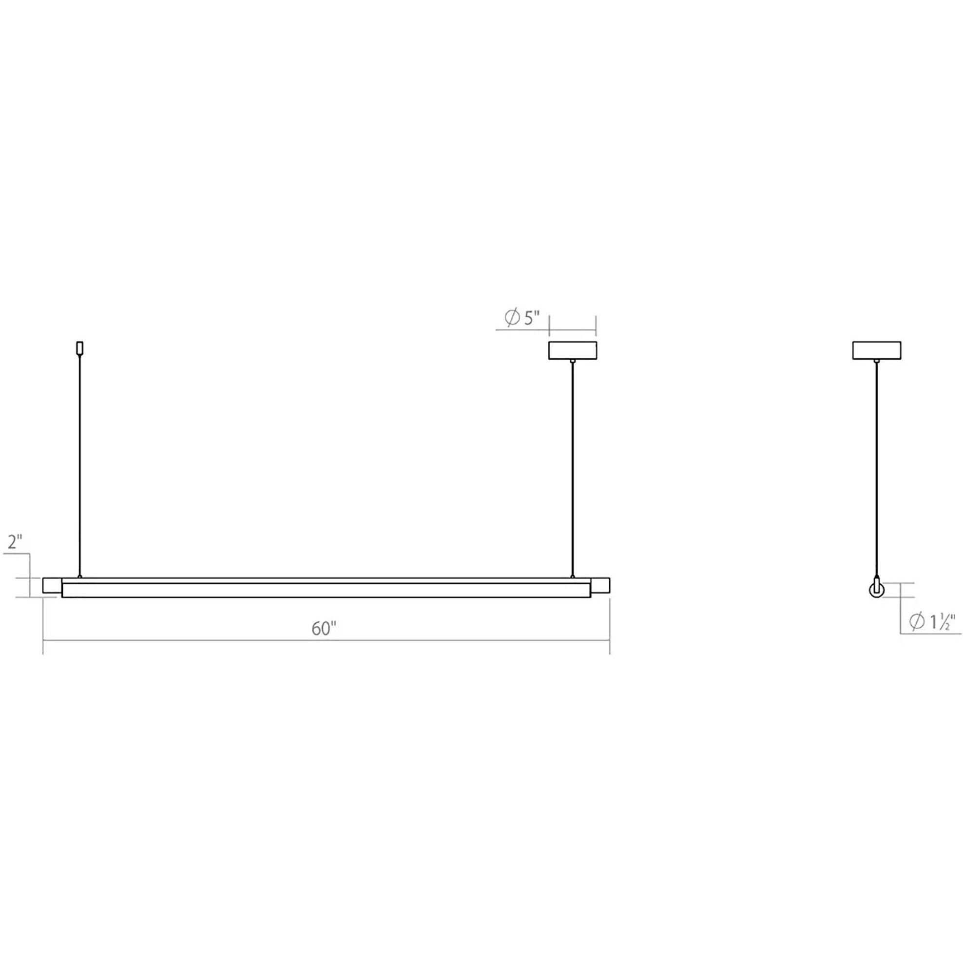 Keel LED 60 inch Satin Black Pendant Ceiling Light in 3000K, Standard Suspension