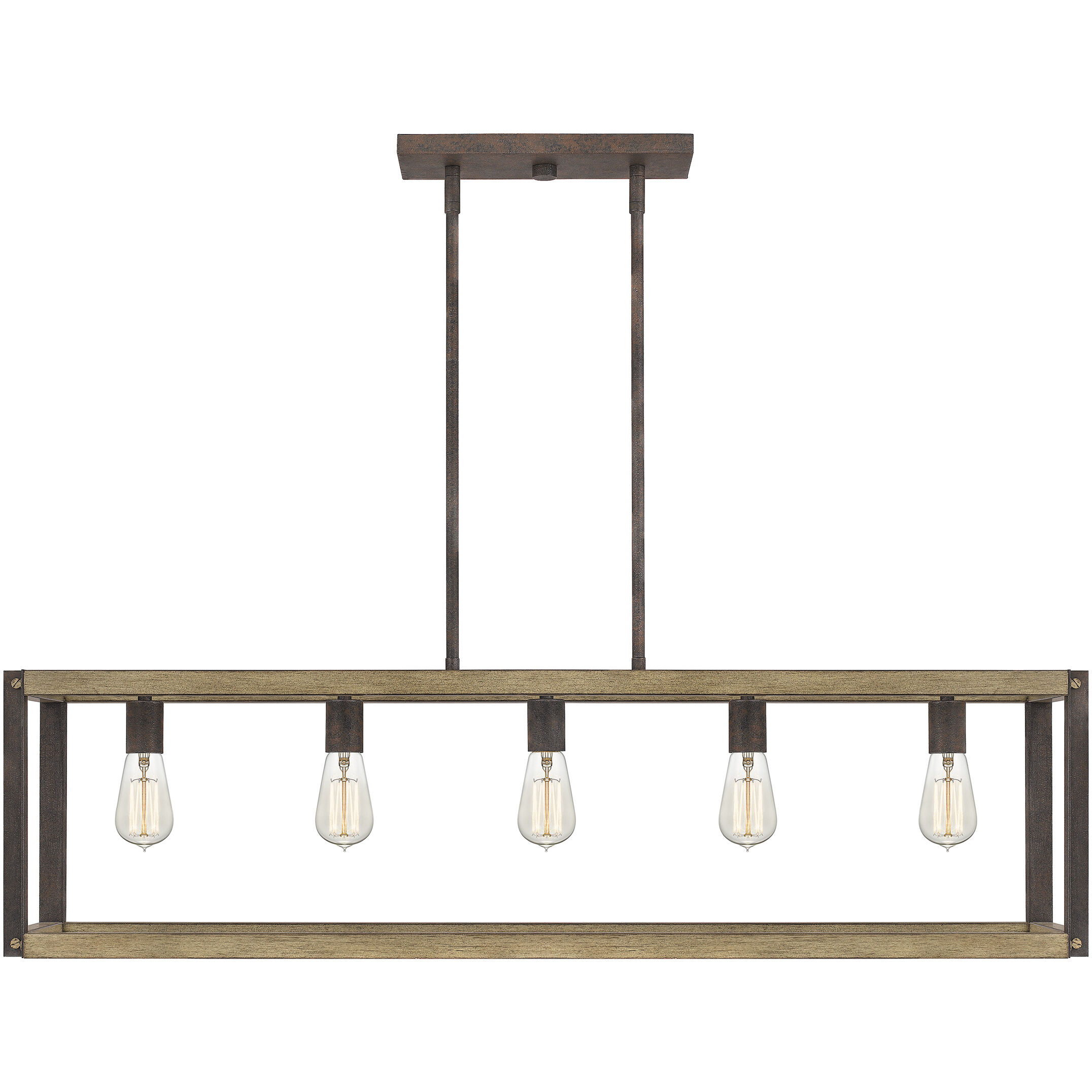 Finn 5 Light 42 inch Rustic Black Island Light Ceiling Light