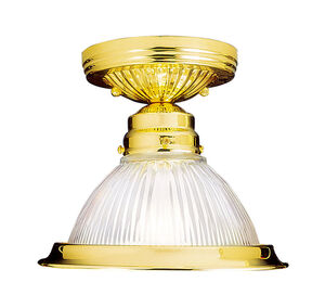 Home Basics 1 Light 7.75 inch Polished Brass Semi-Flush Mount Ceiling Light