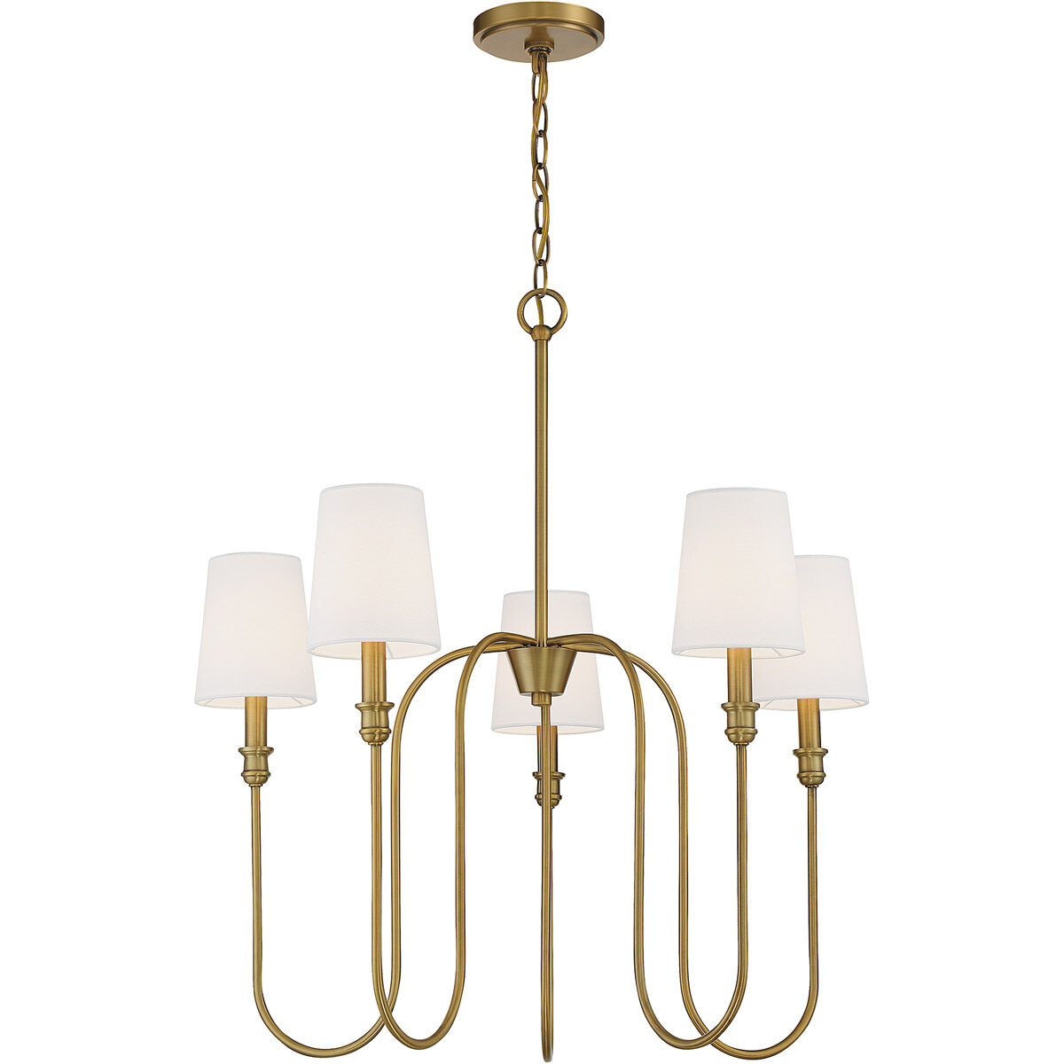 Traditional 5 Light 27.25 inch Natural Brass Chandelier Ceiling Light