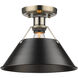 Yep Orwell 1 Light 10 inch Aged Brass Flush Mount Ceiling Light in Matte Black, Damp