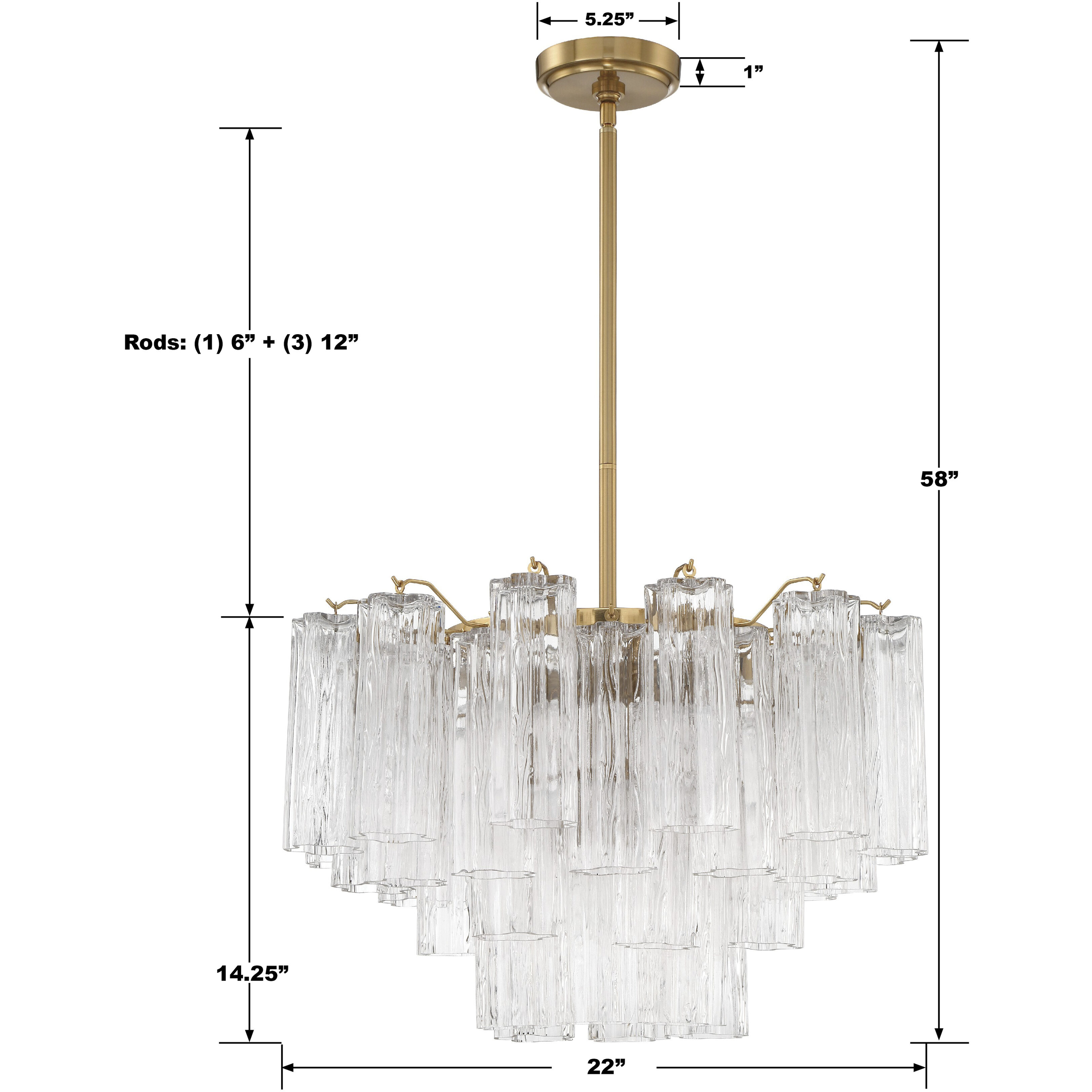 Addis 9 Light 22 inch Aged Brass Chandelier Ceiling Light in Tronchi Glass Clear