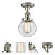 Franklin Restoration Beacon LED 6 inch Polished Nickel Semi-Flush Mount Ceiling Light in Clear Glass, Franklin Restoration