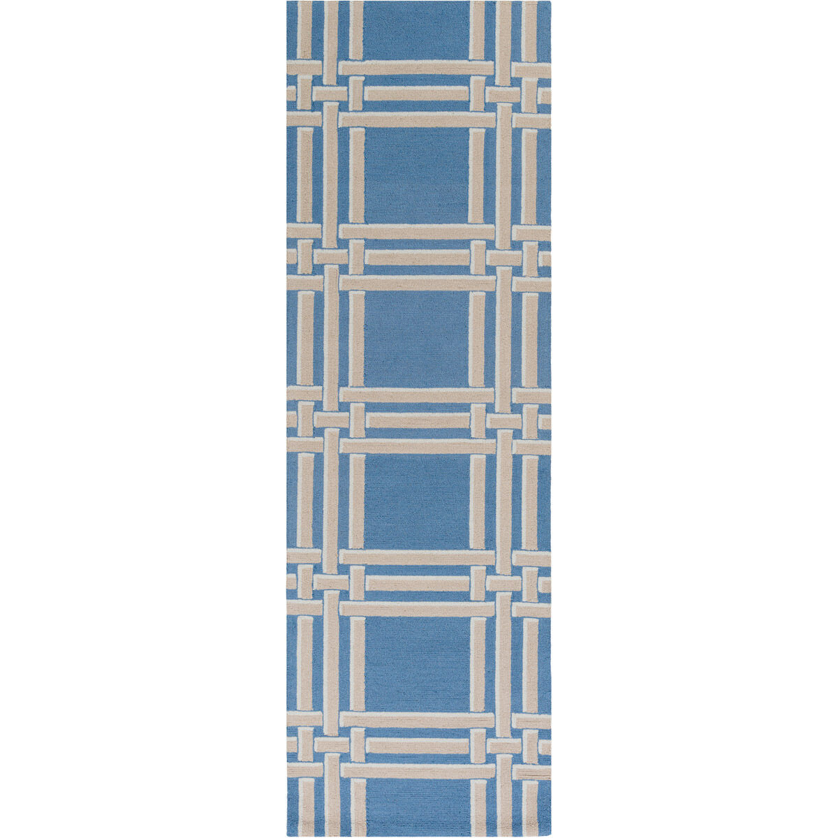 Lockhart 96 X 30 inch Blue and Neutral Runner, Wool