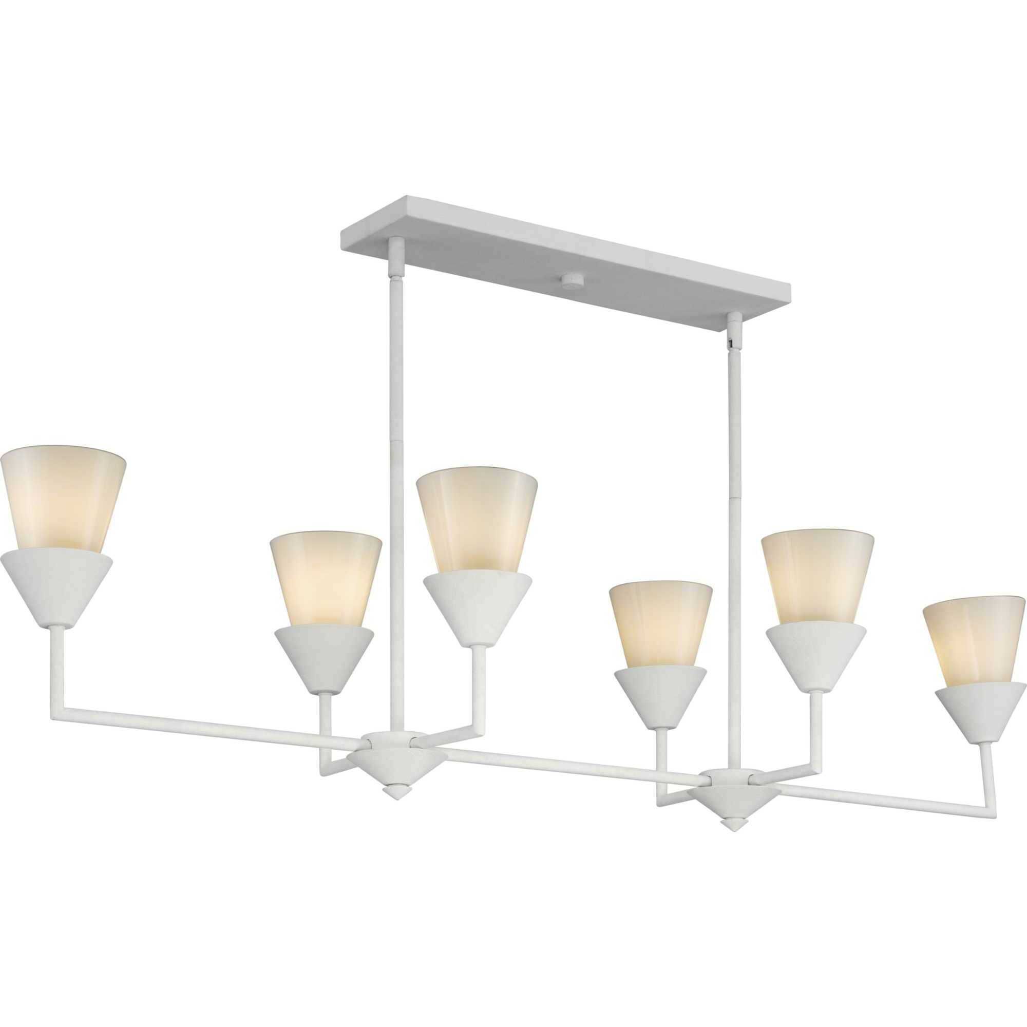 Pinellas 6 Light 50 inch White Plaster Linear Chandelier Ceiling Light, Design Series