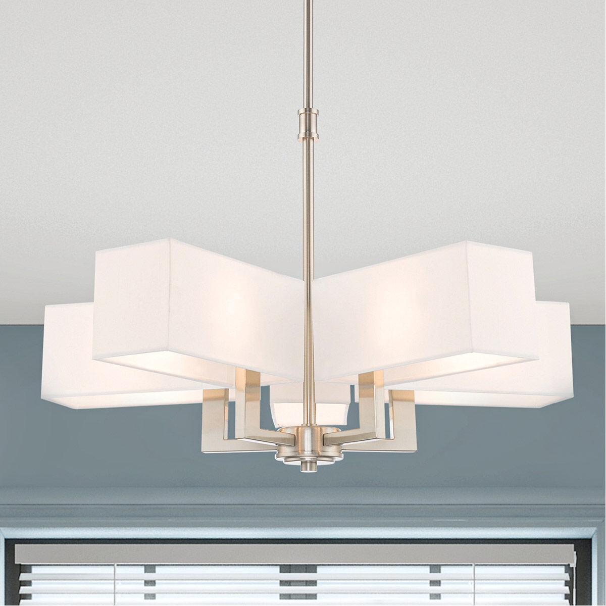 Rubix 5 Light 26 inch Brushed Nickel Chandelier Ceiling Light