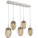 Meteo Incandescent 5 Light Beige Silver Linear Pendant Ceiling Light in Metallic Beige Silver, Bronze, Multi-Port