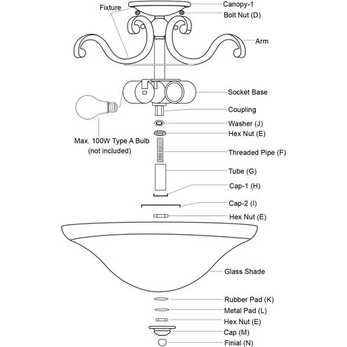 Monrovia LED 17 inch Oil Rubbed Bronze Semi-Flush Mount Ceiling Light