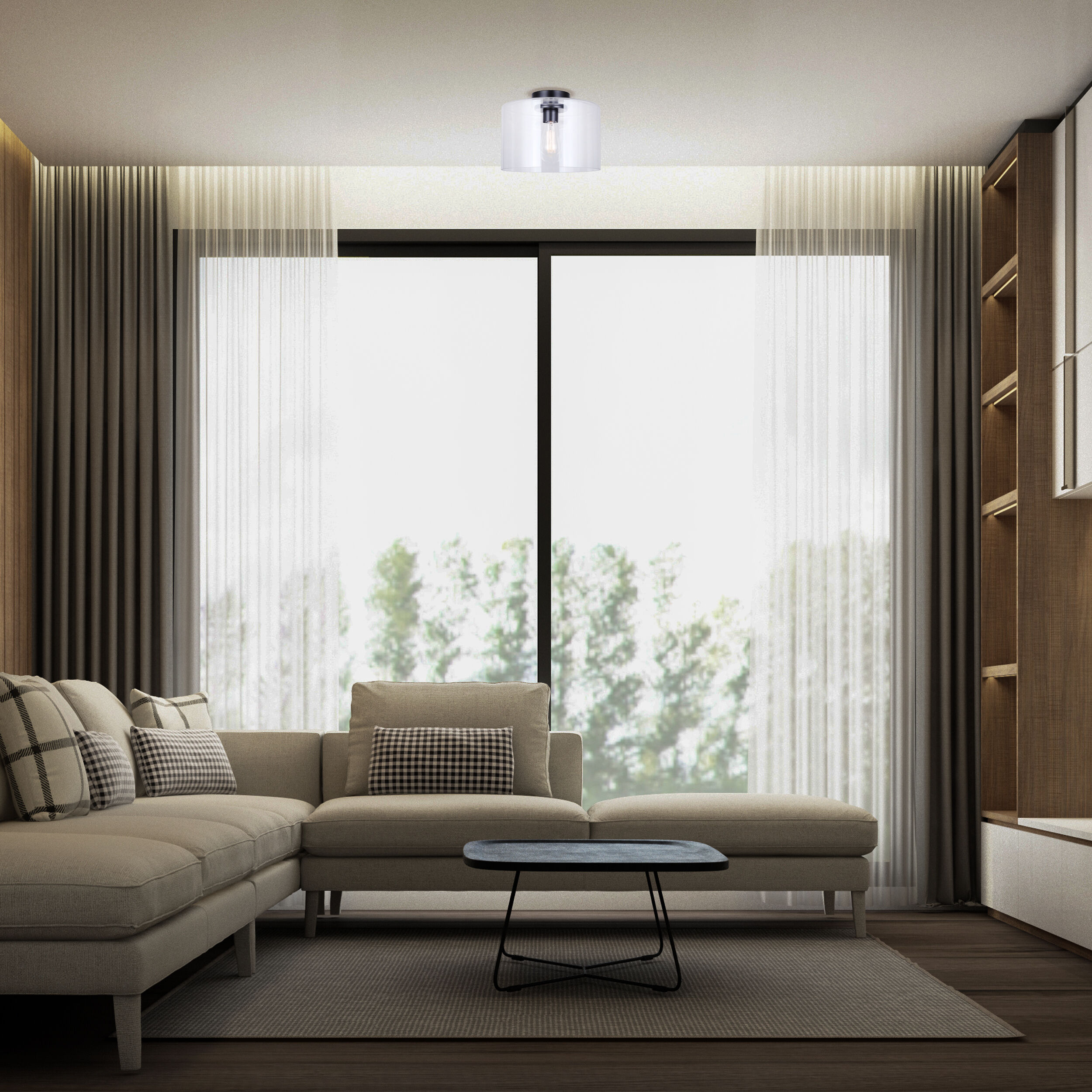 Sklo 1 Light 12 inch Matte Black Flush Mount Ceiling Light