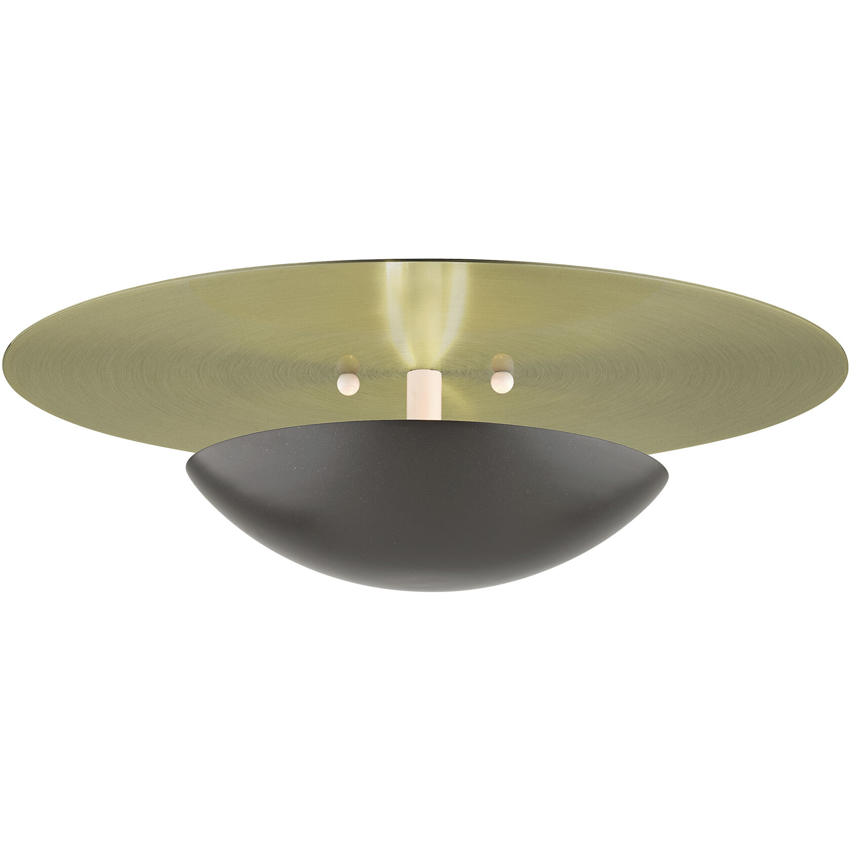 Ventura 2 Light 15 inch English Bronze with Antique Brass Reflector Semi-Flush/Wall Sconce Ceiling Light, Large