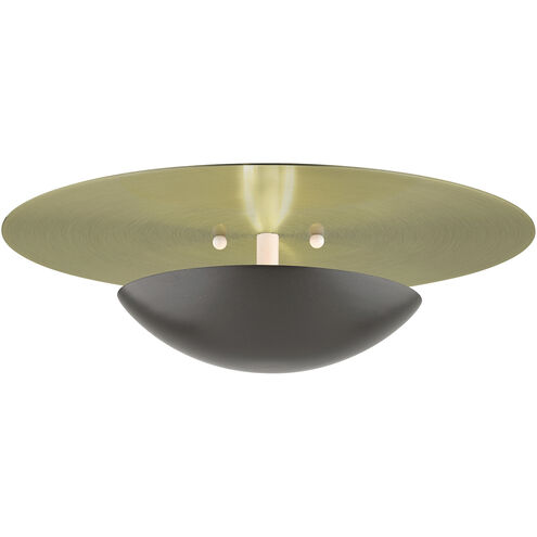Ventura 2 Light 15 inch English Bronze with Antique Brass Reflector Semi-Flush/Wall Sconce Ceiling Light, Large