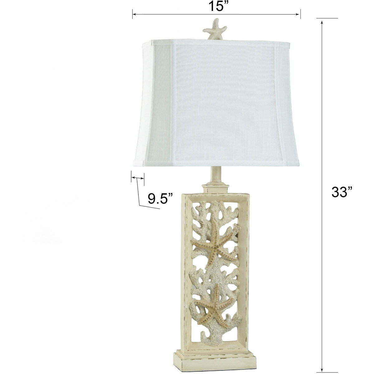 South Cove 33 inch 100 watt Weathered Cream Table Lamp Portable Light