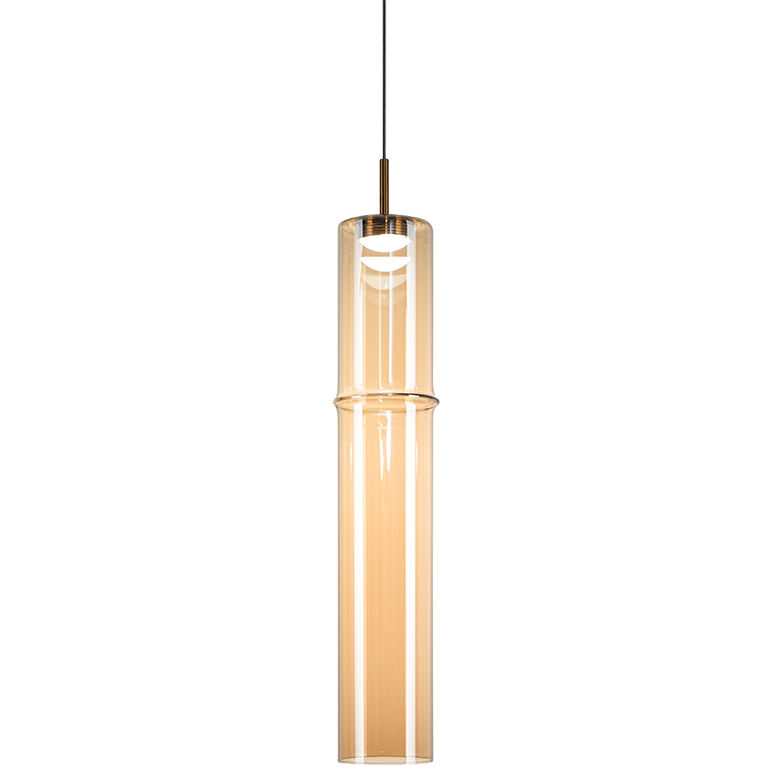 Bambu 1 Light 3.5 inch Aged Gold Brass and Amber Glass Pendant Ceiling Light