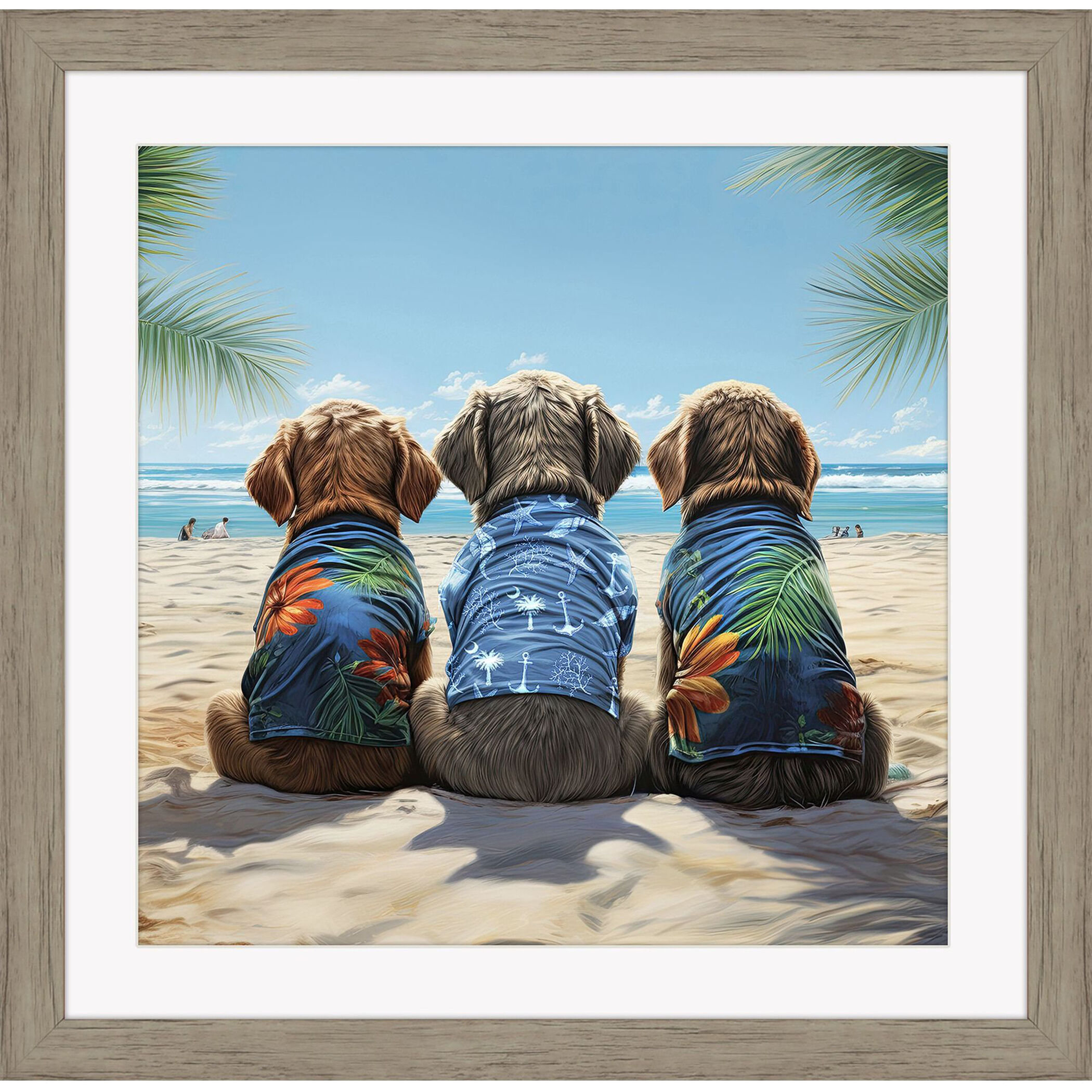Nuthin Butt the Beach Blue and Multi and Green Framed Art, Propac