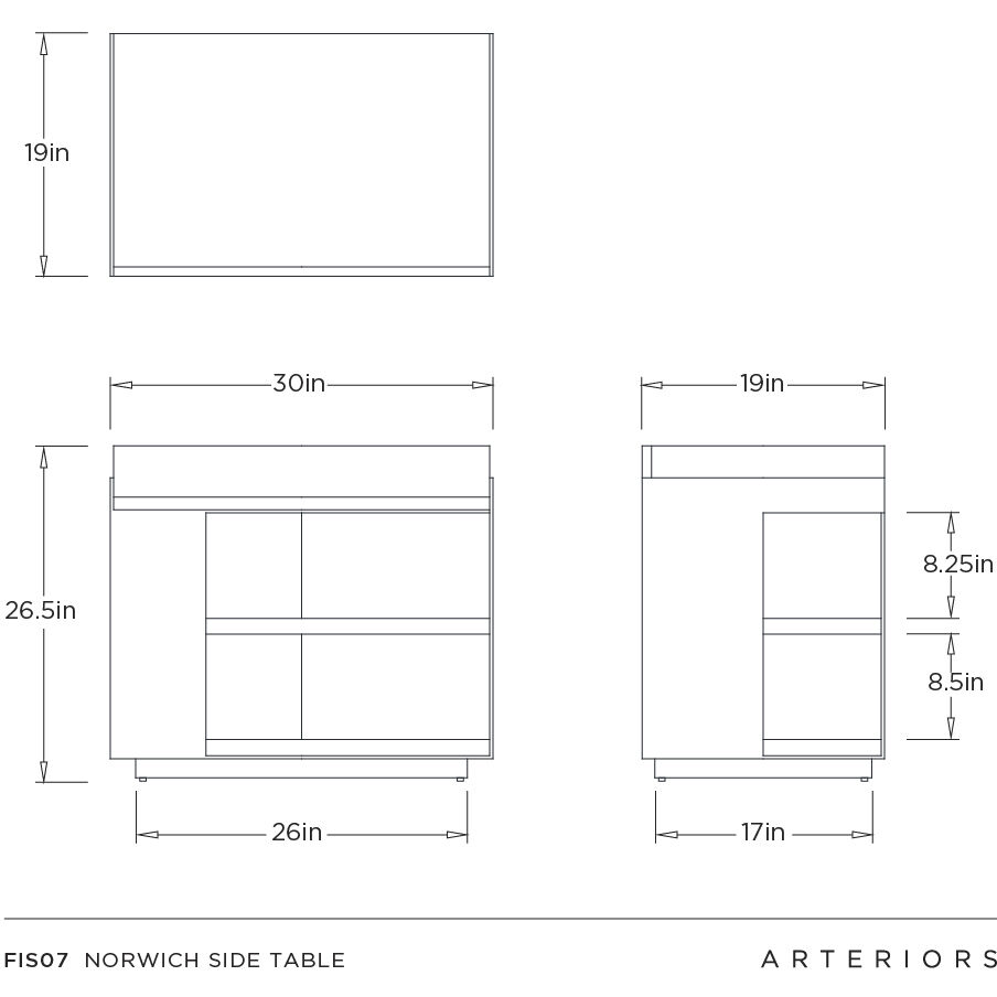 Norwich 30 X 26.5 inch Smoke and Vintage Brass Side Table