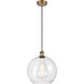 Ballston Athens 1 Light 12 inch Brushed Brass Mini Pendant Ceiling Light in Clear Glass
