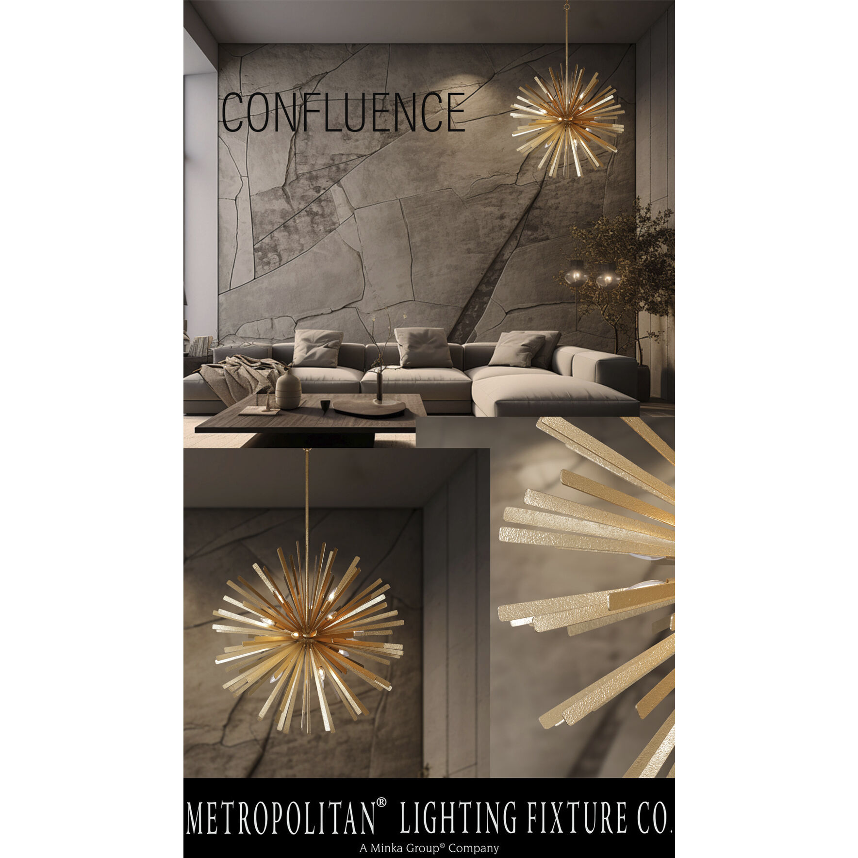 Confluence 16 Light 34 inch Piastra Gold Pendant Ceiling Light