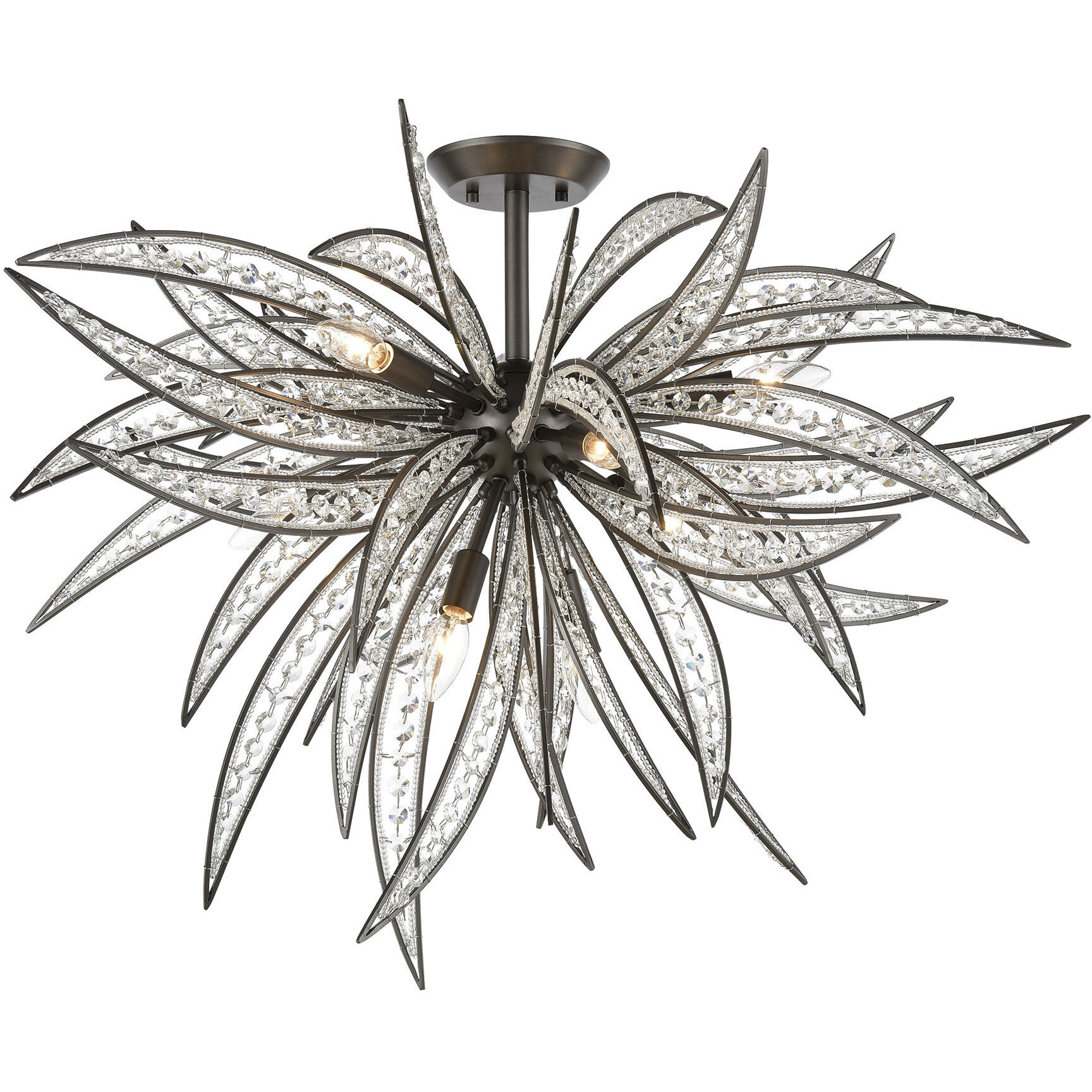 Naples 8 Light 35 inch Oil Rubbed Bronze Semi Flush Mount Ceiling Light