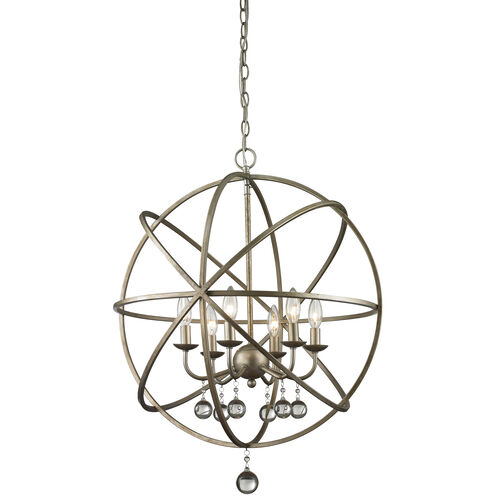 Acadia 6 Light 24 inch Antique Silver Chandelier Ceiling Light