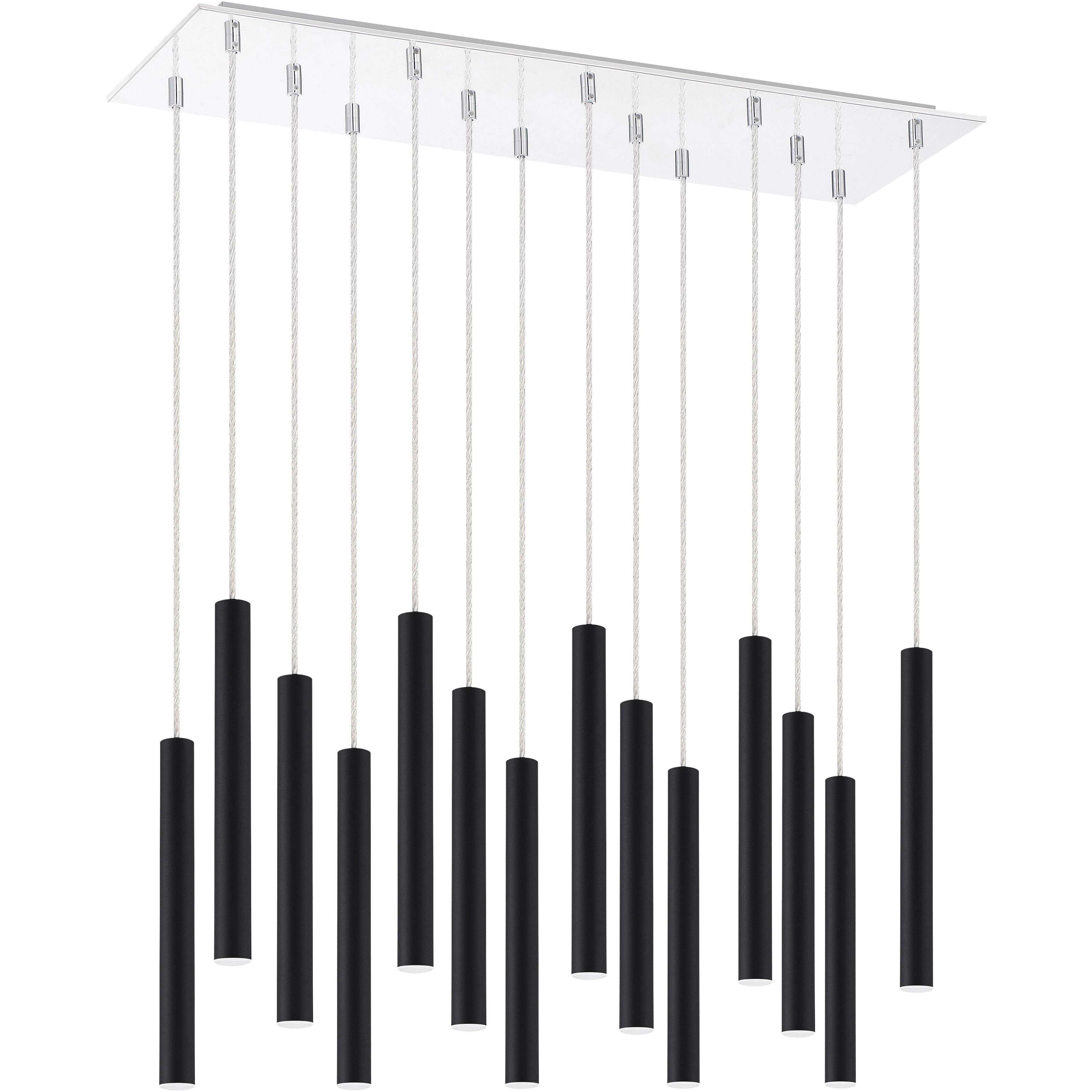 Forest LED 9.75 inch Chrome Chandelier Ceiling Light in Matte Black Steel