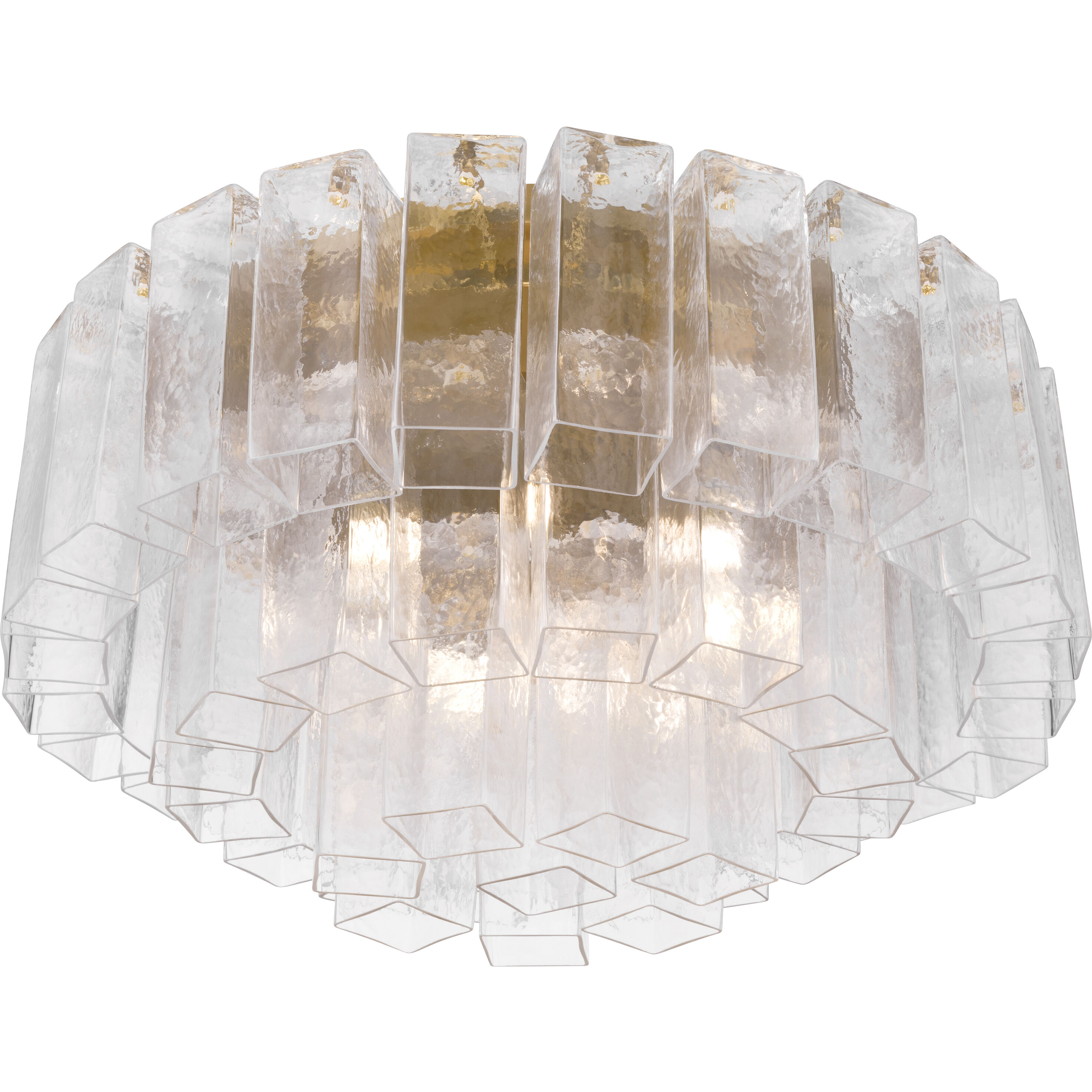 Torvento 7 Light 28 inch Legacy Brass Flush Mount Ceiling Light in Clear Handmade Glass