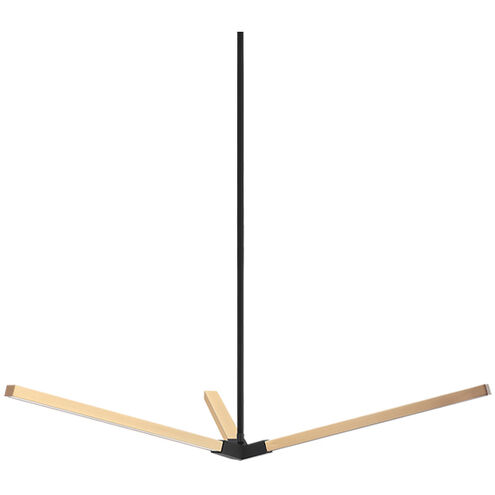 Asterisk LED 37.38 inch Matte Black and Aged Gold Brass Pendant Ceiling Light