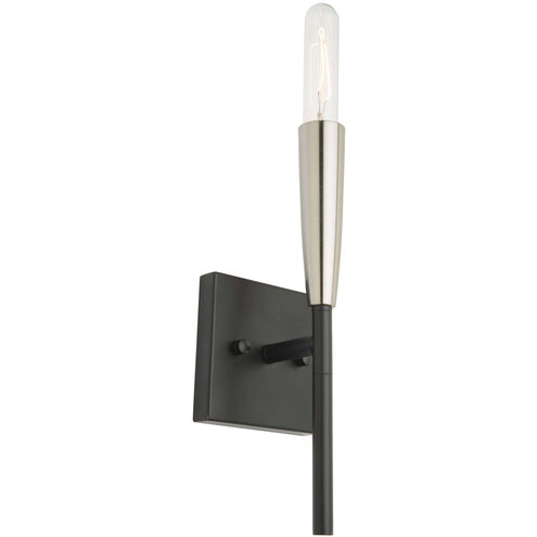 Flute 1 Light 4 inch Matte Black and Satin Nickel ADA Wall Sconce Wall Light