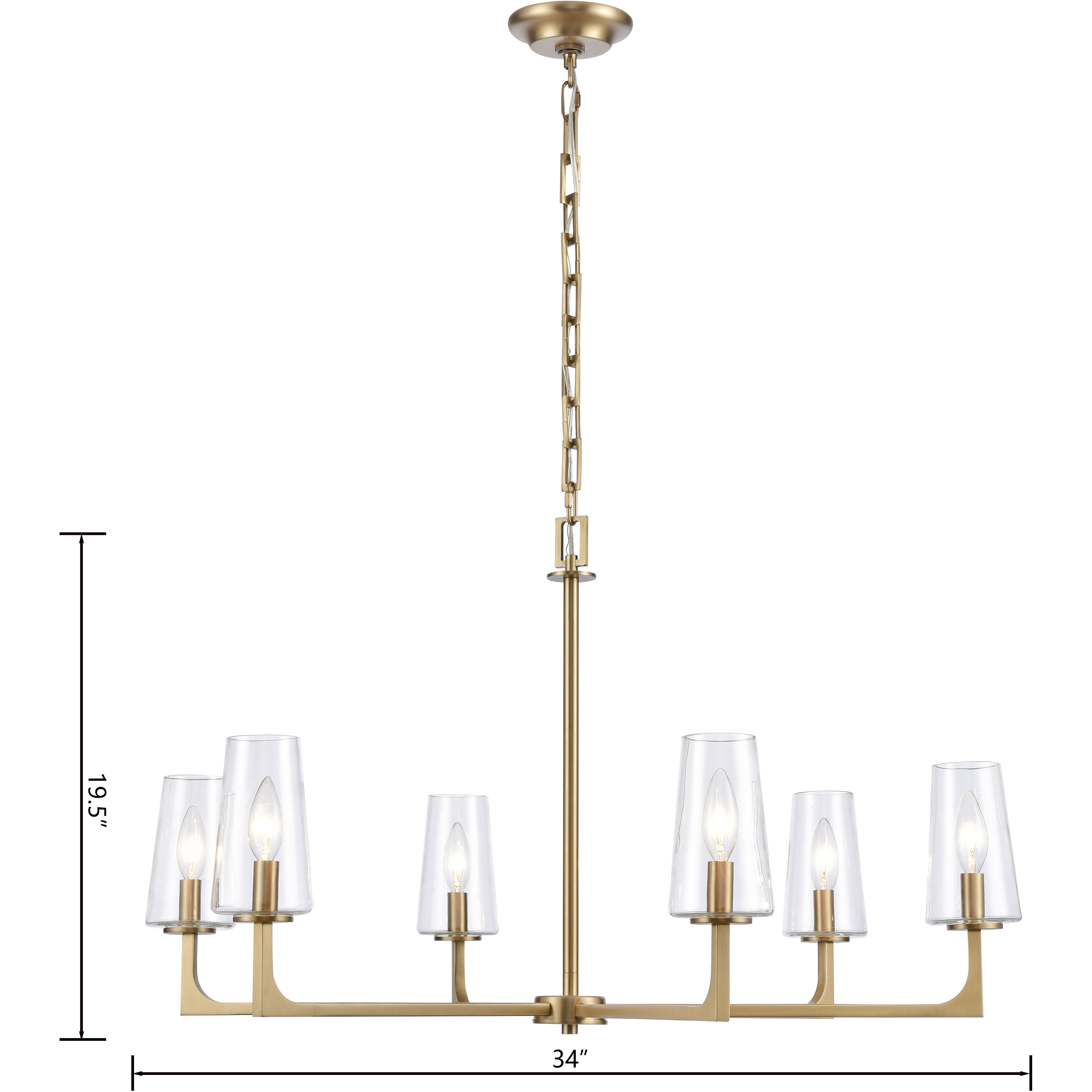 Fitzroy 6 Light 34 inch Lacquered Brass Chandelier Ceiling Light