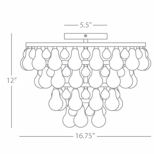 Bling 2 Light 16.75 inch Polished Nickel Flushmount Ceiling Light