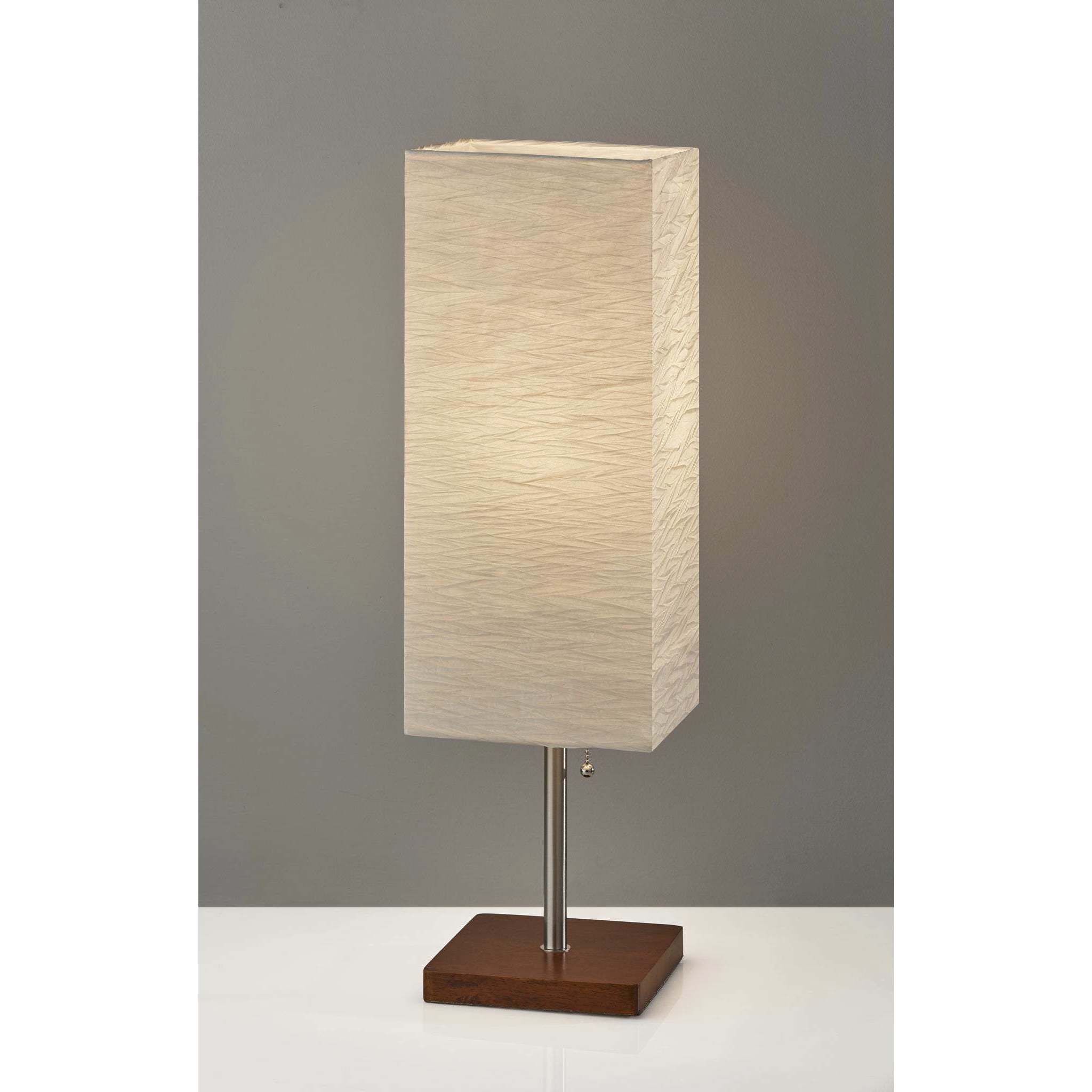Dune 26 inch 100 watt Brushed Steel with Walnut Rubberwood Table Lamp Portable Light