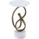 Ruban 14 inch Antique Brass and Natural Accent Table