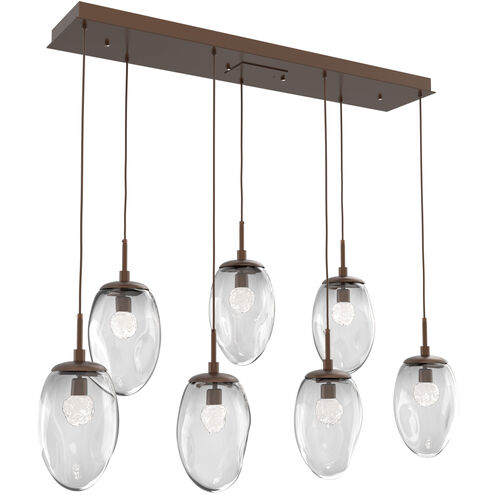 Meteo LED LED Burnished Bronze Linear Pendant Ceiling Light in 2700K LED, Floret Inner - Clear Outer, Multi-Pendant