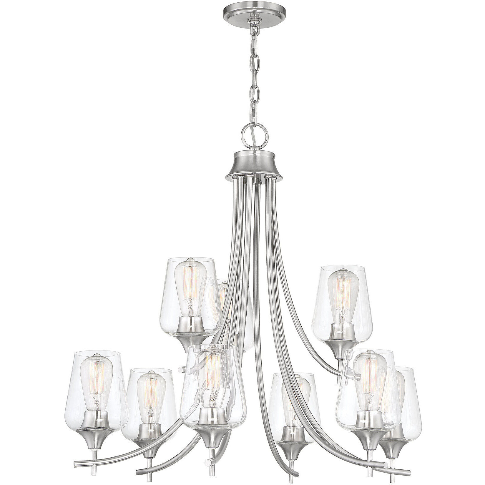 Octave 9 Light 30 inch Satin Nickel Chandelier Ceiling Light, Essentials