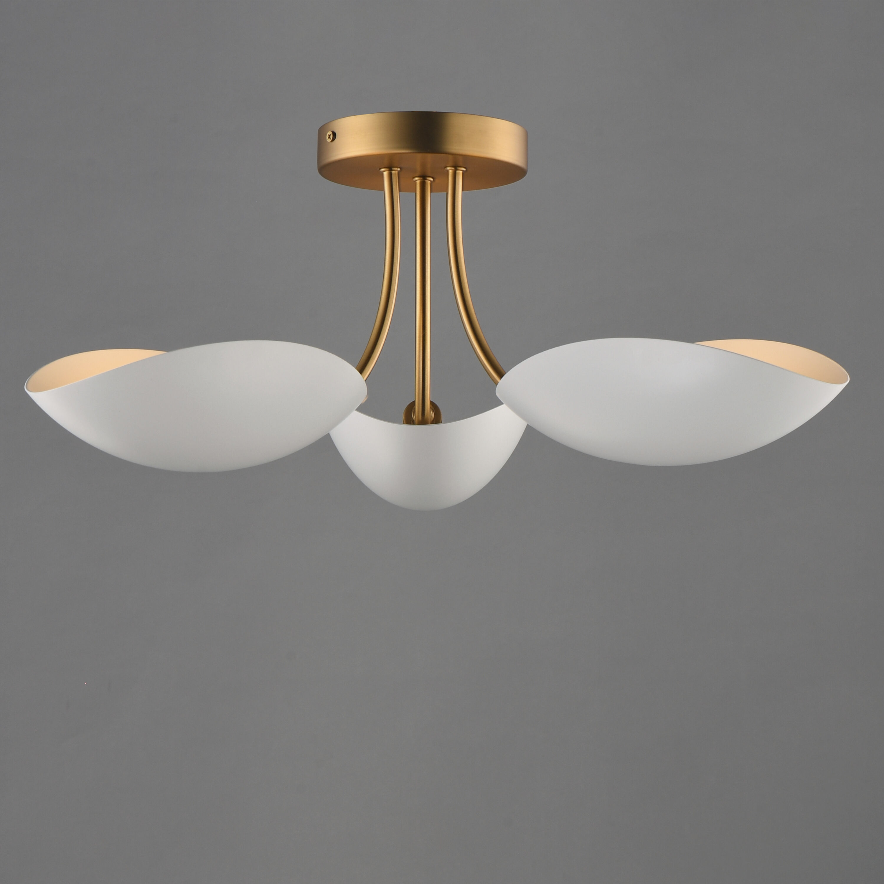 Maris 3 Light 22 inch White and Natural Aged Brass Semi-Flush Mount Ceiling Light